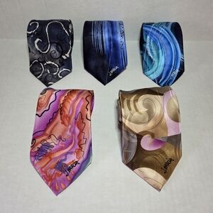 J. Garcia Tie Lot of 5 Ties 100% Silk Watercolor/Pen & Ink/Collector's Editions